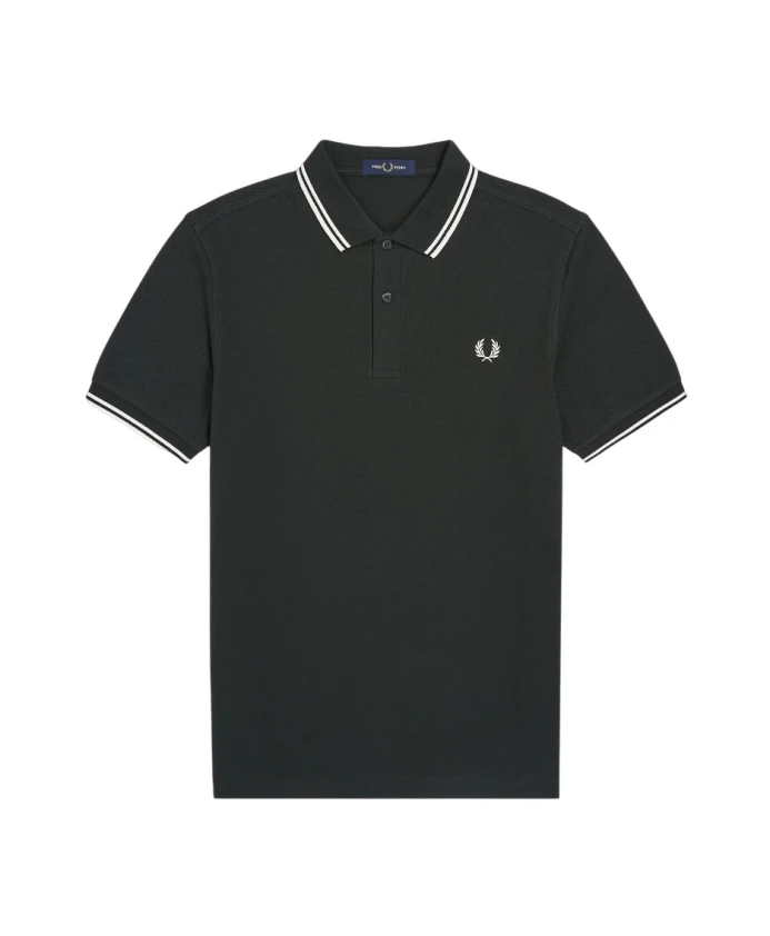 

Зеленая рубашка-поло с двойной полосой Fred Perry, зеленый