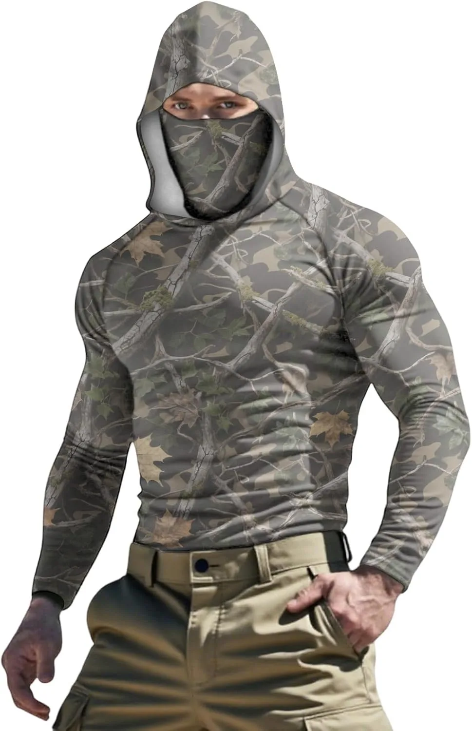 

Футболка для рыбалки с длинным рукавом UPF 50+ и защитой от солнца