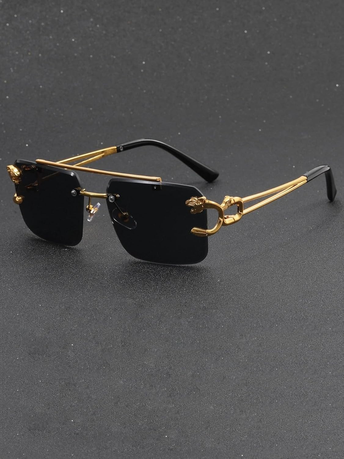 

100 штук солнцезащитных очков без оправы из золотистого цинкового сплава с двойной перемычкой, 7 цветов, оптовая продажа, защита от УФ-излучения UV400 ENSARJOE, 1pc-black