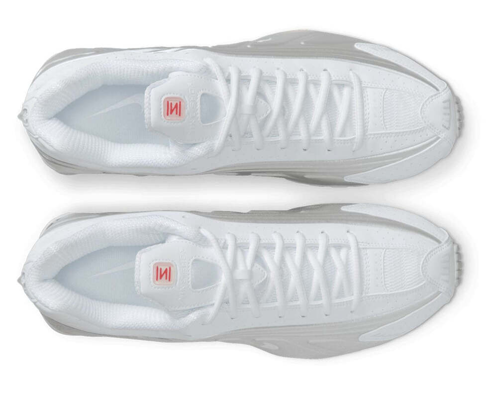 Кроссовки Nike Shox R4 White Bright Crimson Metallic Silver — фото 4
