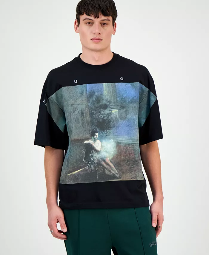 

Мужской Dabilo оверсайз футболка с коротким рукавом и принтом Hugo Boss, черный