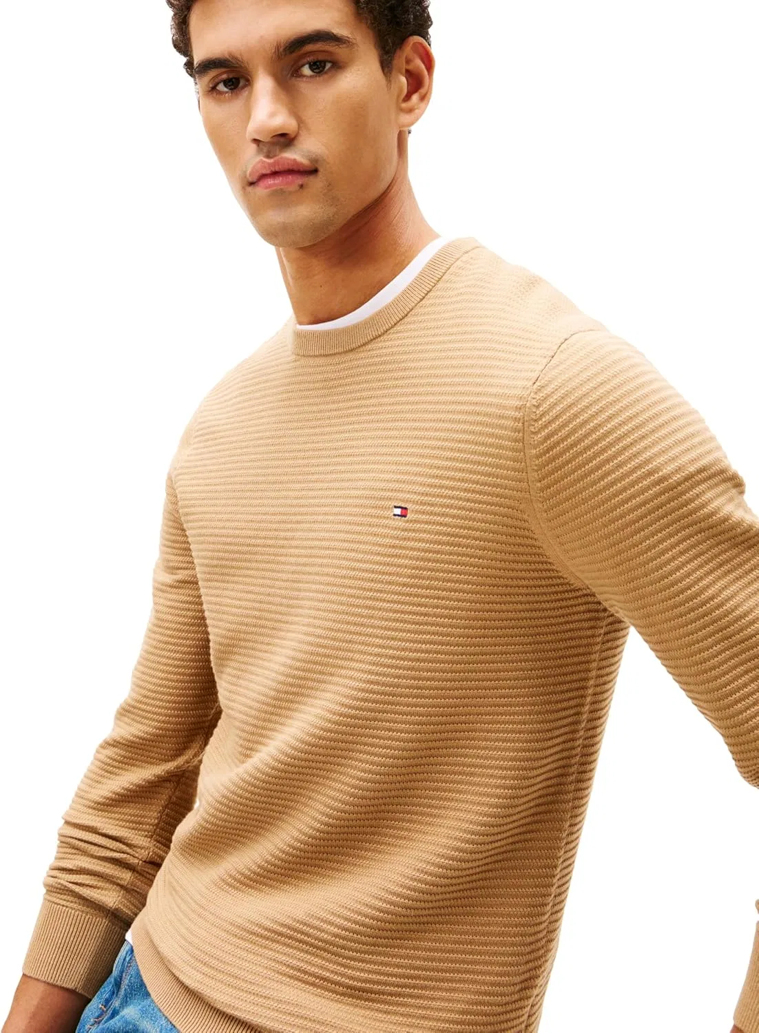 Толстовка Tommy Hilfiger мужская хлопковая вязаная облегченная, Safari Canvas — фото 2