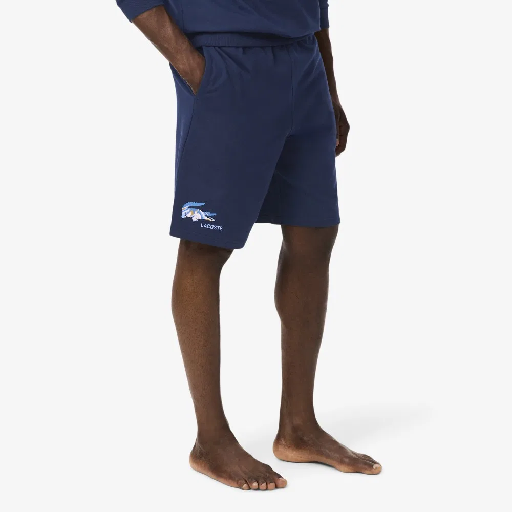 Мужские базовые шорты с логотипом Lacoste синего цвета — фото 2