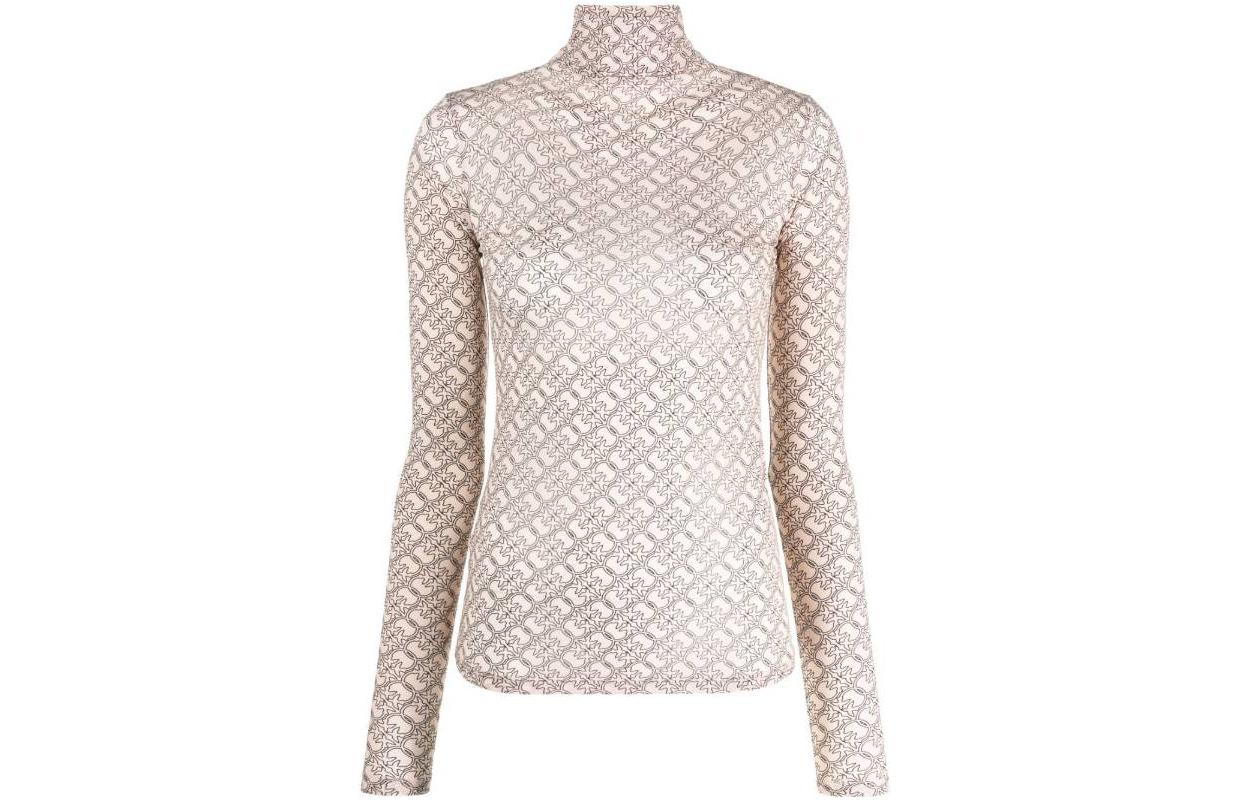 

Полупрозрательный топ с принтом логотипа PINKO, цвет слоновая кость белый