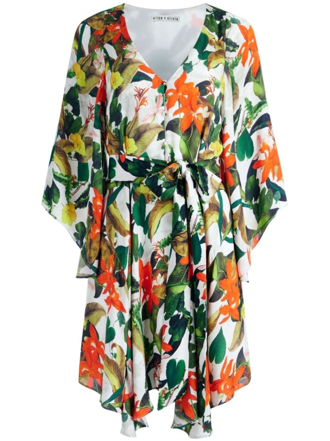 

alice + olivia платье мини Marva с поясом и цветочным принтом, зеленый