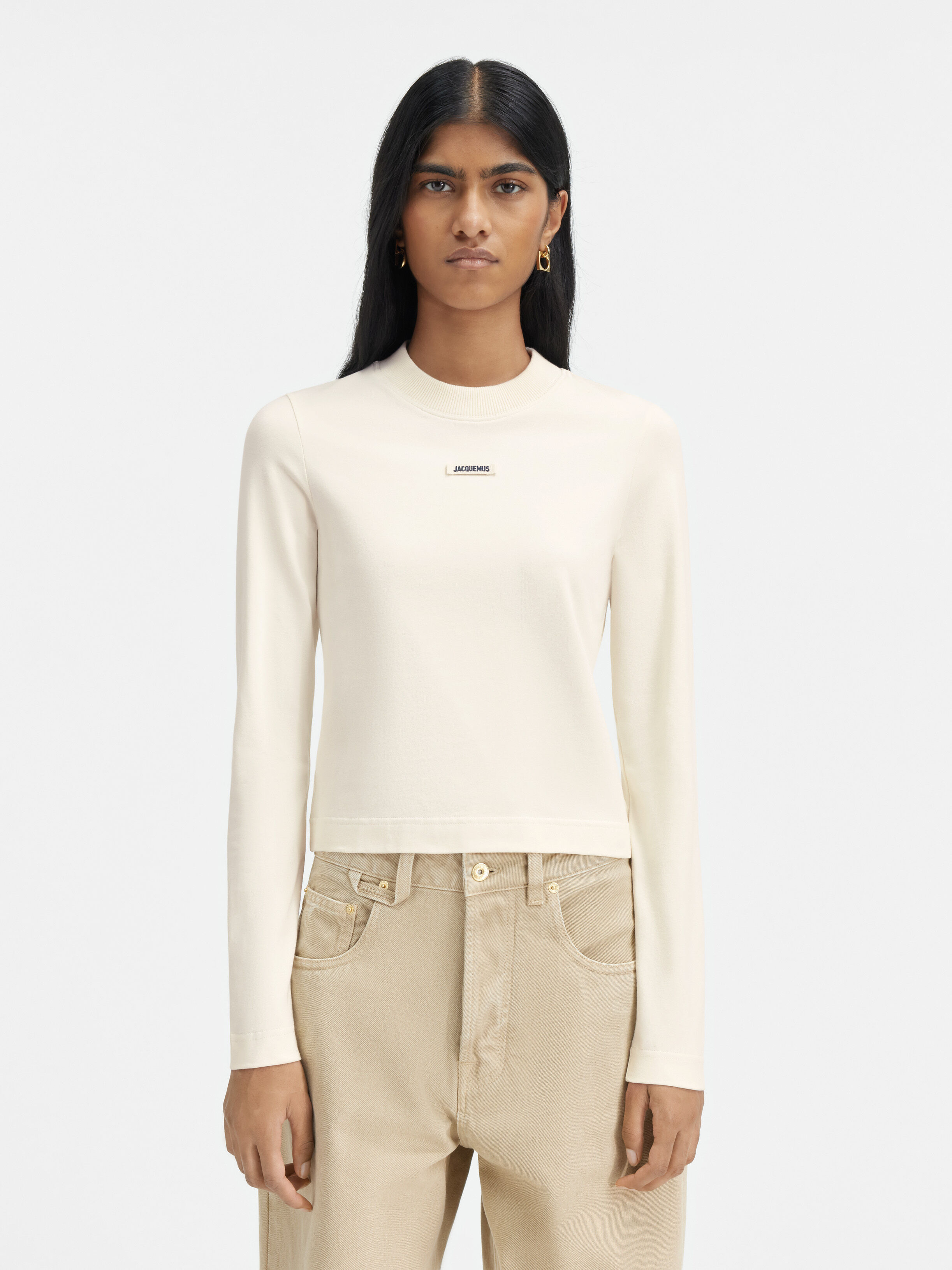 

Футболка с длинным рукавом и логотипом Grosgrain JACQUEMUS The Gros Grain long-sleeve t-shirt, светло-бежевый