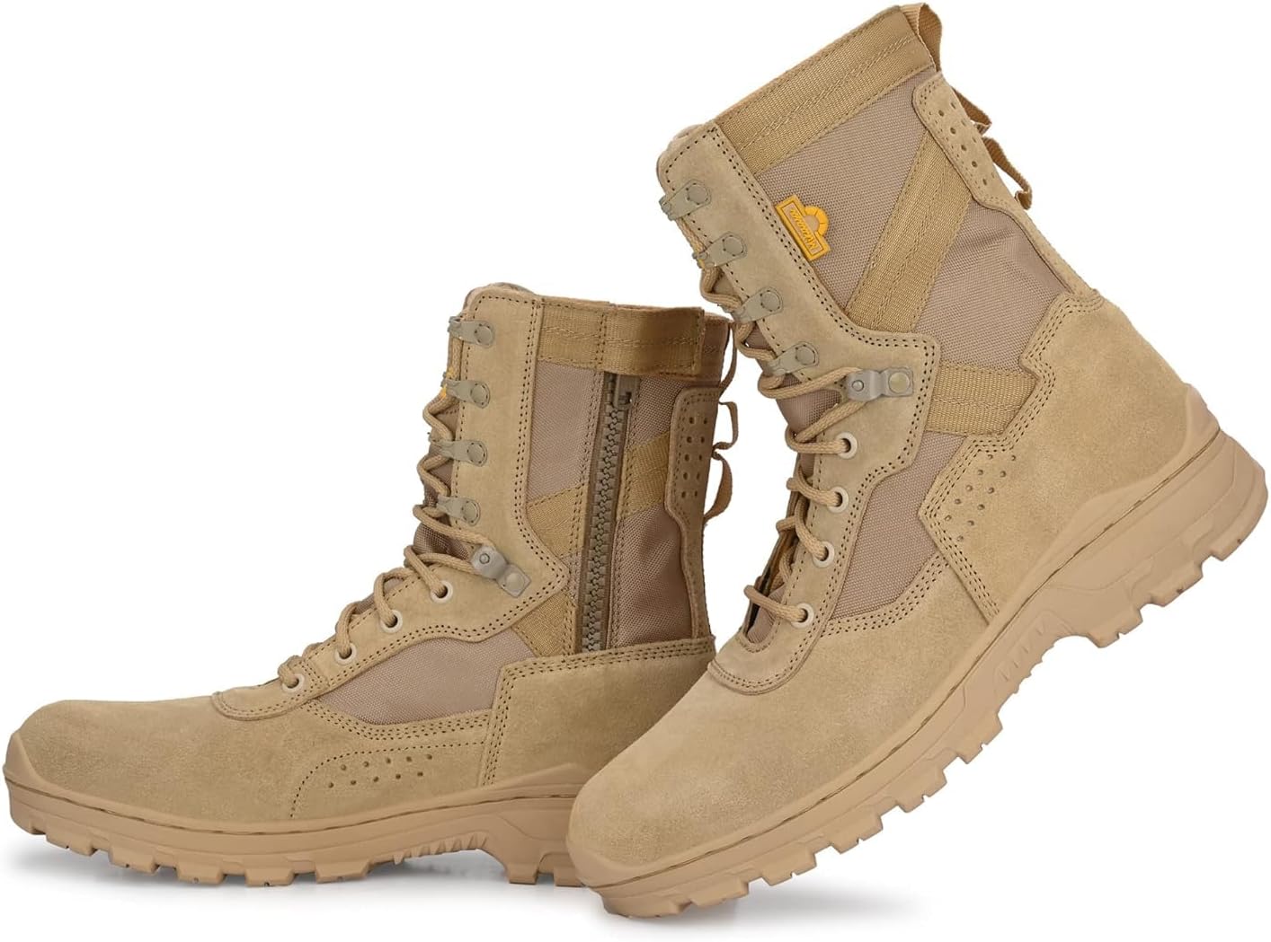 

Ботинки Mikaasa Alpha Aerolite 8.0 из замши с боковой молнией, кожаные армейские и тактические ботинки с боковой молнией, 20 см, легкие и удобные, прочные и дышащие, мотоботинки - бежевые, размер 6 US