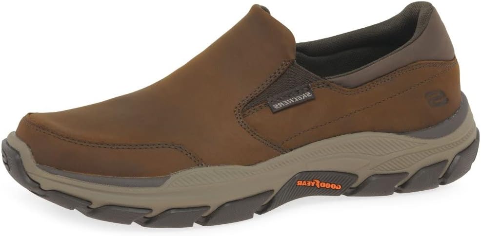 

Мужские кроссовки Skechers Respected - Calum с резиновой подошвой Goodyear, низким профилем, кожаные, слипоны с эластичными вставками, темно-коричневый