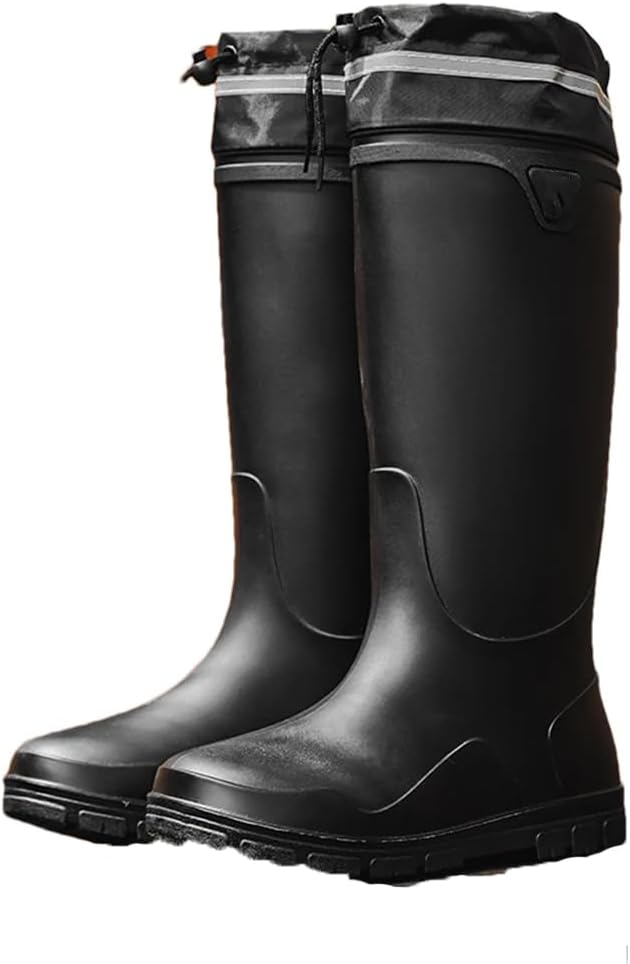 

Мужские дождевые ботинки Wjnvfioo, водонепроницаемые резиновые ботинки для дождя, для работы и рыбалки, долговечные, нескользящие садовые ботинки, черный