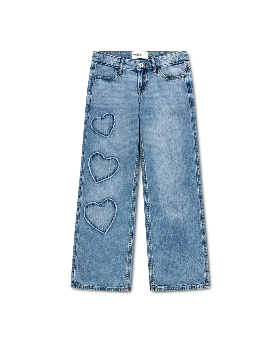 Свободные джинсы с низкой посадкой с сердечками от Abercrombie Kids, синий
