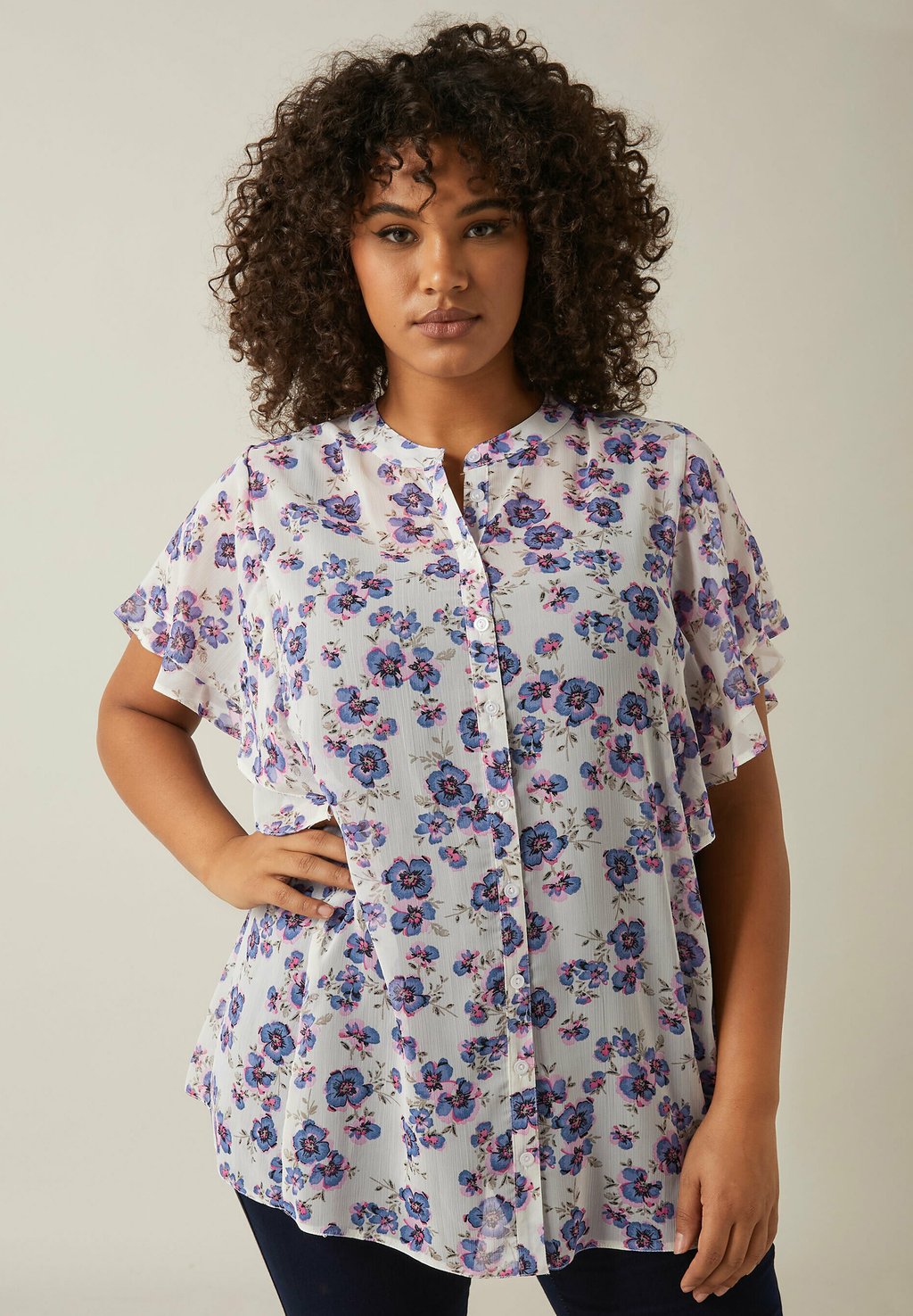 

Блузка на пуговицах FLORAL PRINT Evans, сиреневый