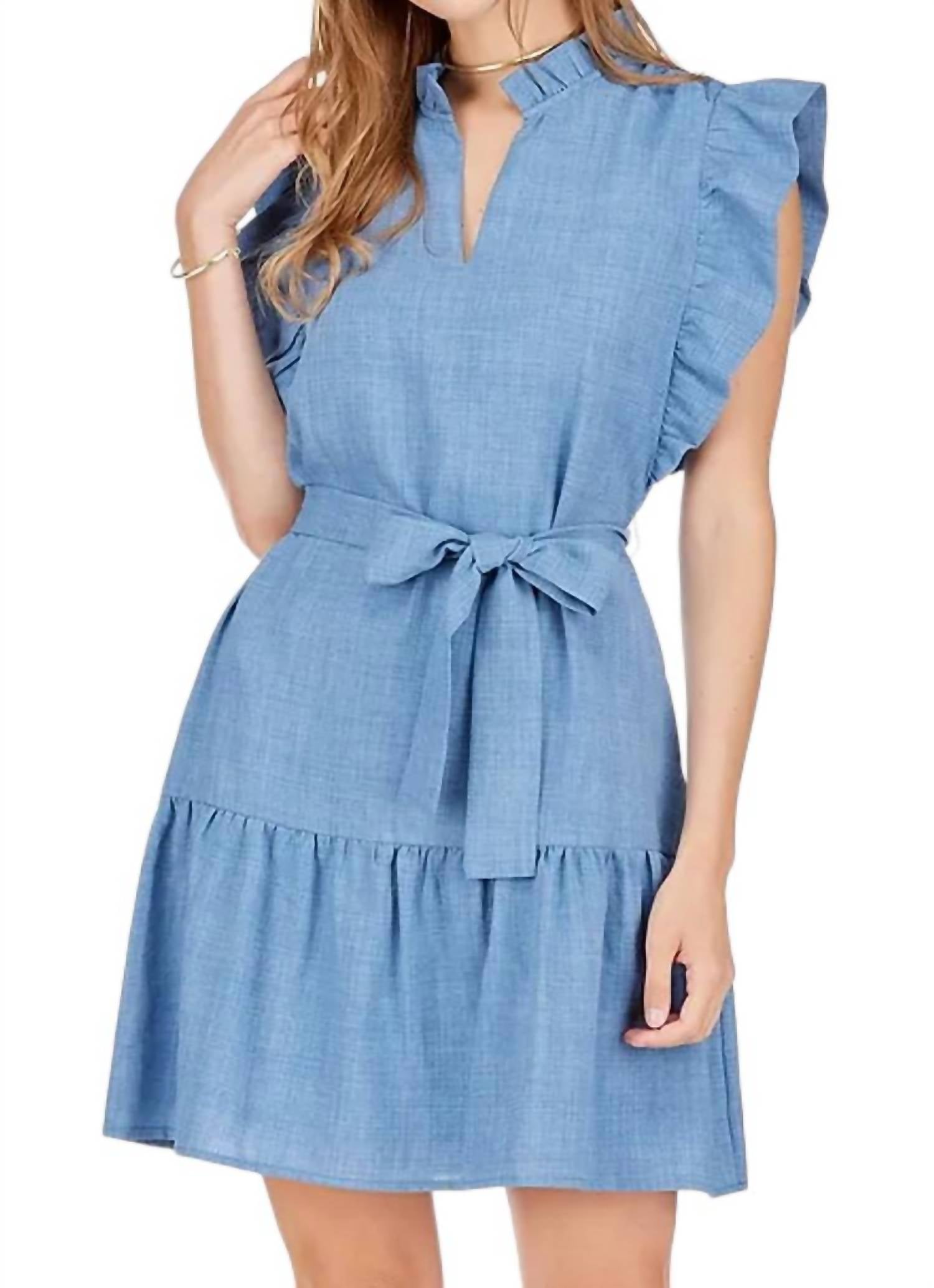 

Платье из денима с оборками Joy Joy, цвет denim
