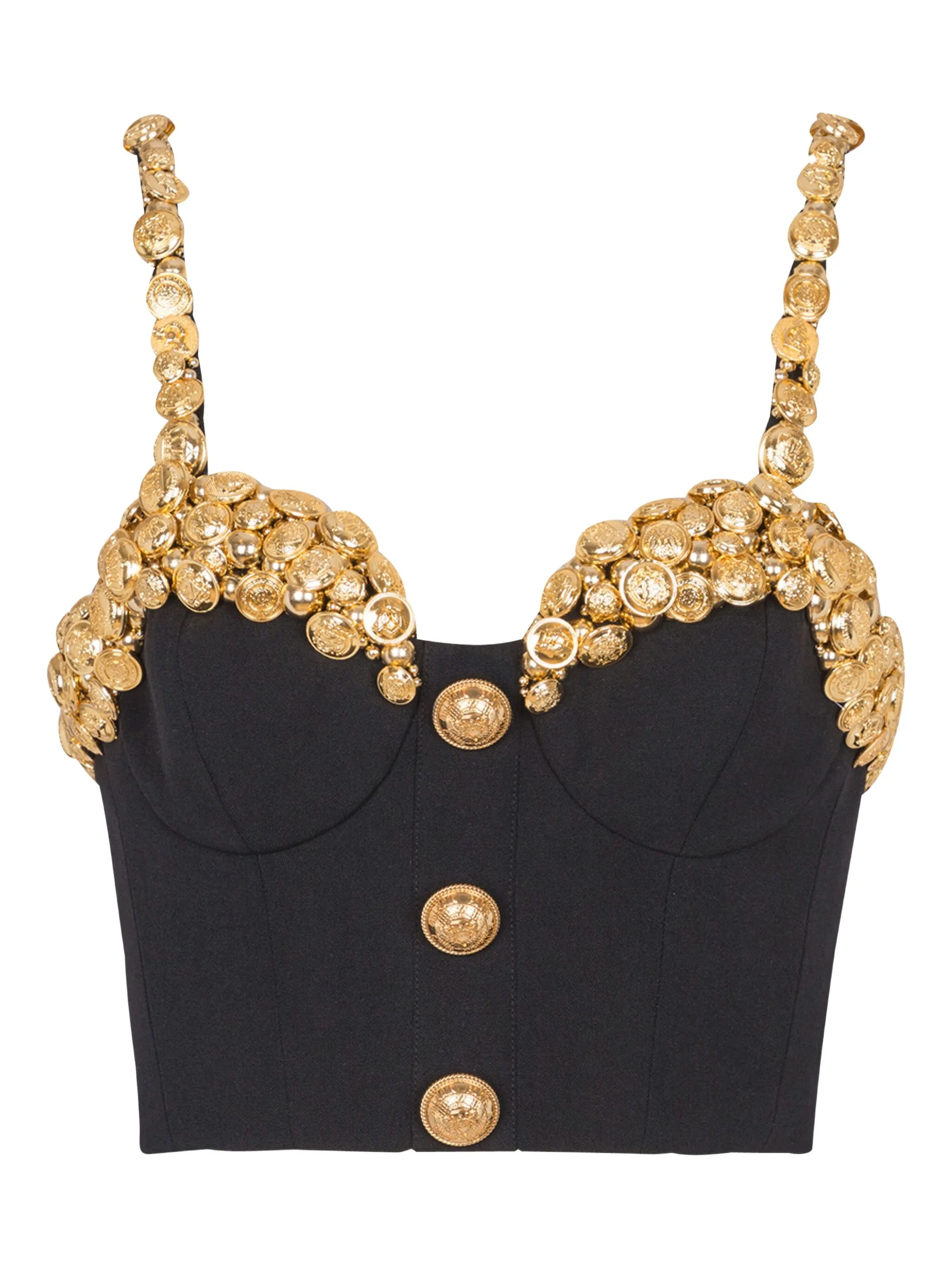 

Декорированный топ Balmain, черный