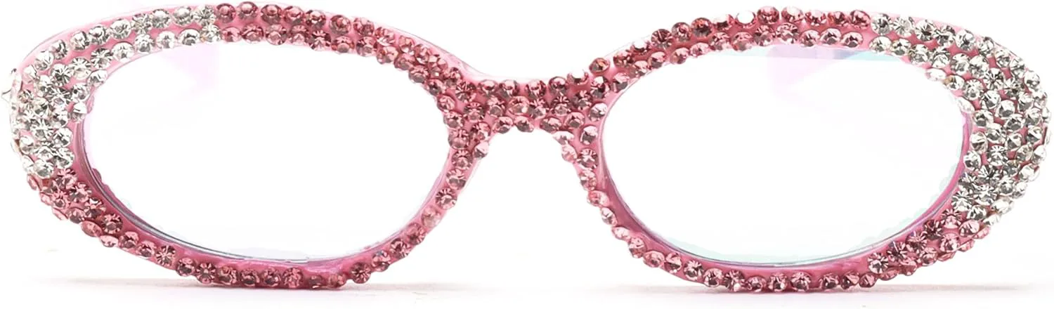 

bullabulling 2024 Модные солнцезащитные очки со стразами для женщин, розовые, сексуальные, с кристальными блестками, модные, ретро, ​​овальные, для вечеринок, Pink