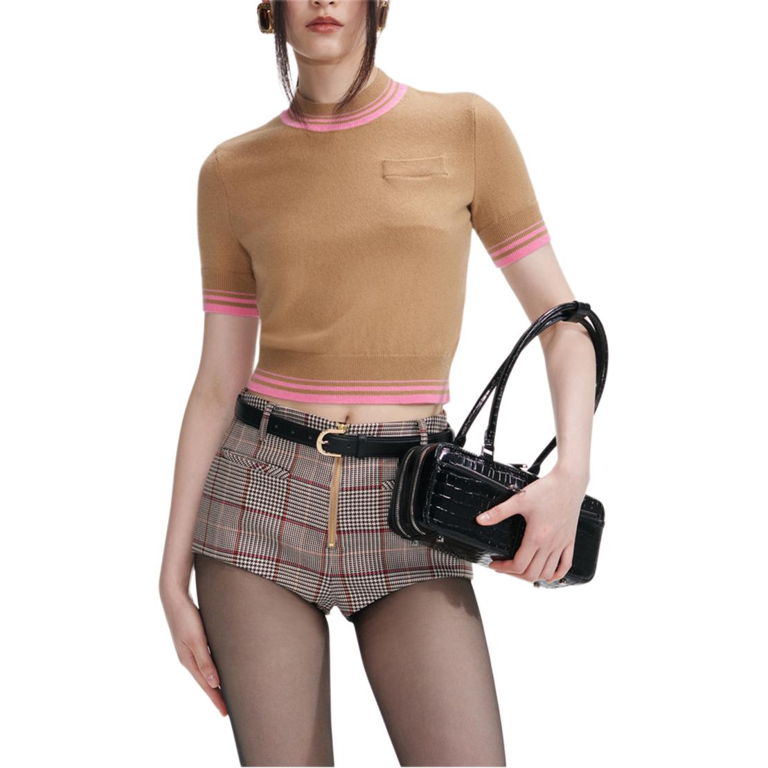 

Топ с контрастной полосой для селфи Self-portrait, светло-коричневый