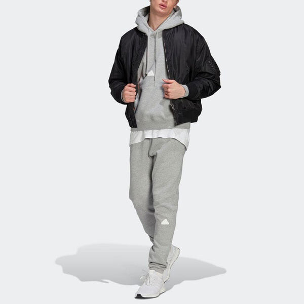 Толстовка Men's adidas Solid Color Logo Hooded Loose Long Sleeves Gray, серый — фото 3