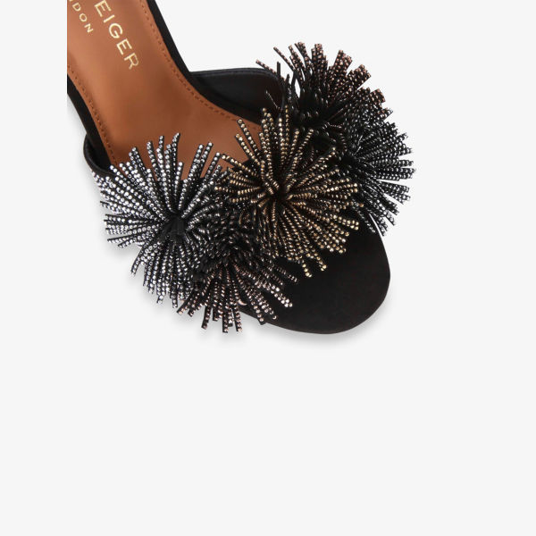 Босоножки на каблуке Kurt Geiger London с помпонами из замши, мультиколор — фото 4