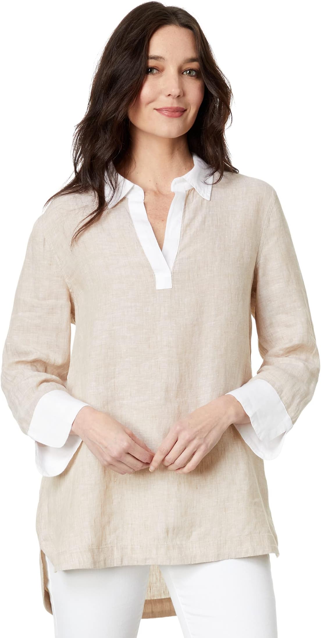 

Рубашка Vineyard Vines Contrast Linen Lucaya Tunic, цвет Crossdye/Sand