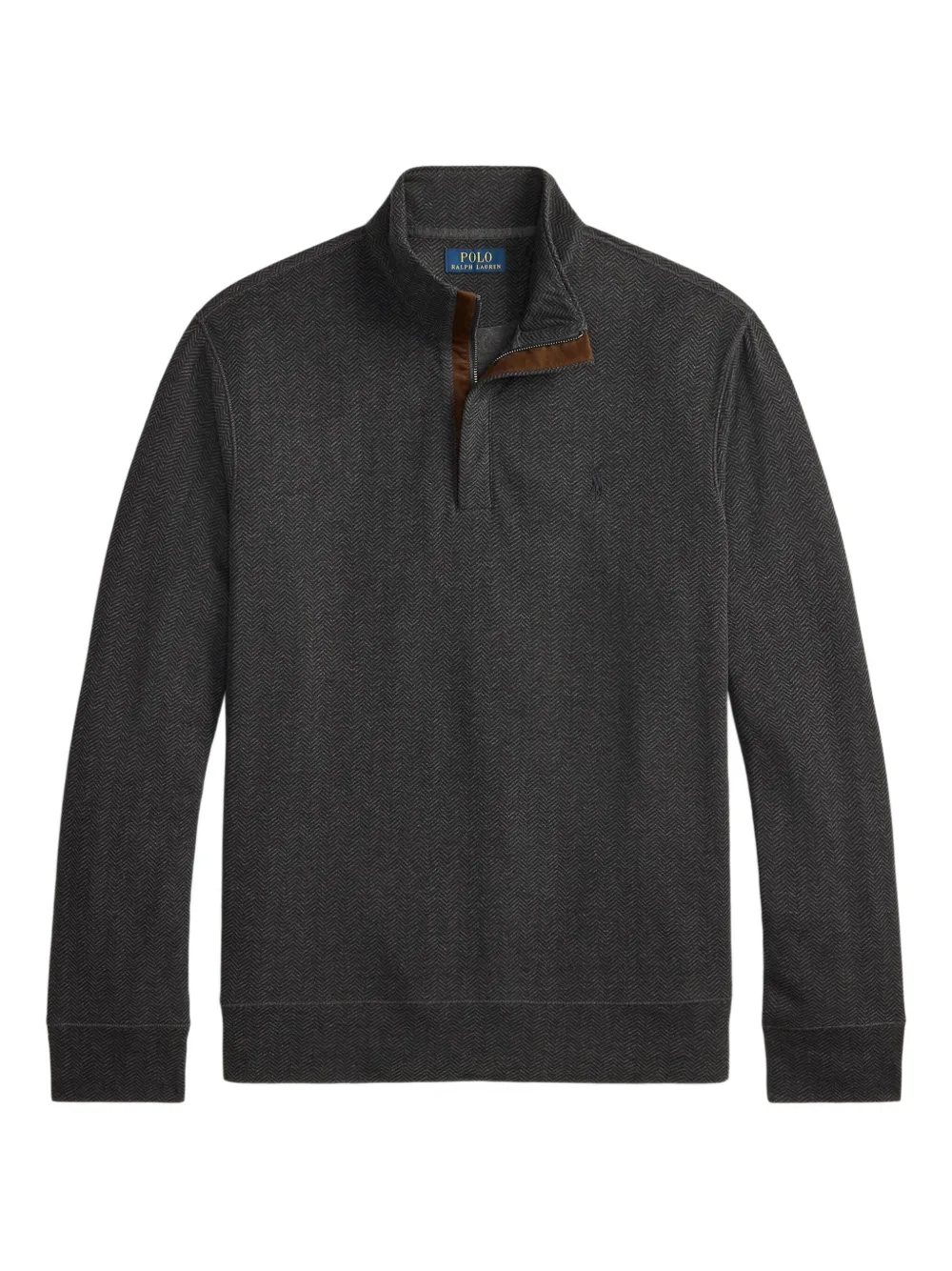 

Толстовка с воротником на молнии и узором в елочку Polo Ralph Lauren, серый