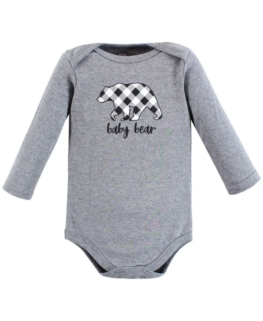 Хлопковые боди с длинными рукавами, комплект из 3 штук Hudson Baby, baby bear серый черный — фото 2