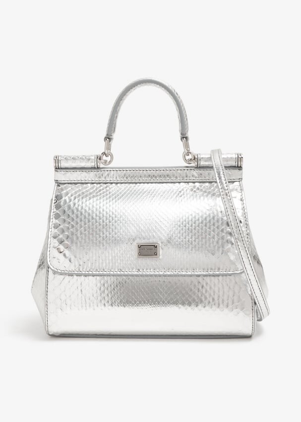 

Сумка Dolce&Gabbana Small Sicily Python, серебряный