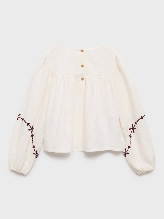 Детская блузка Ali Cotton с пышными рукавами и вышивкой Mango, White — фото 3