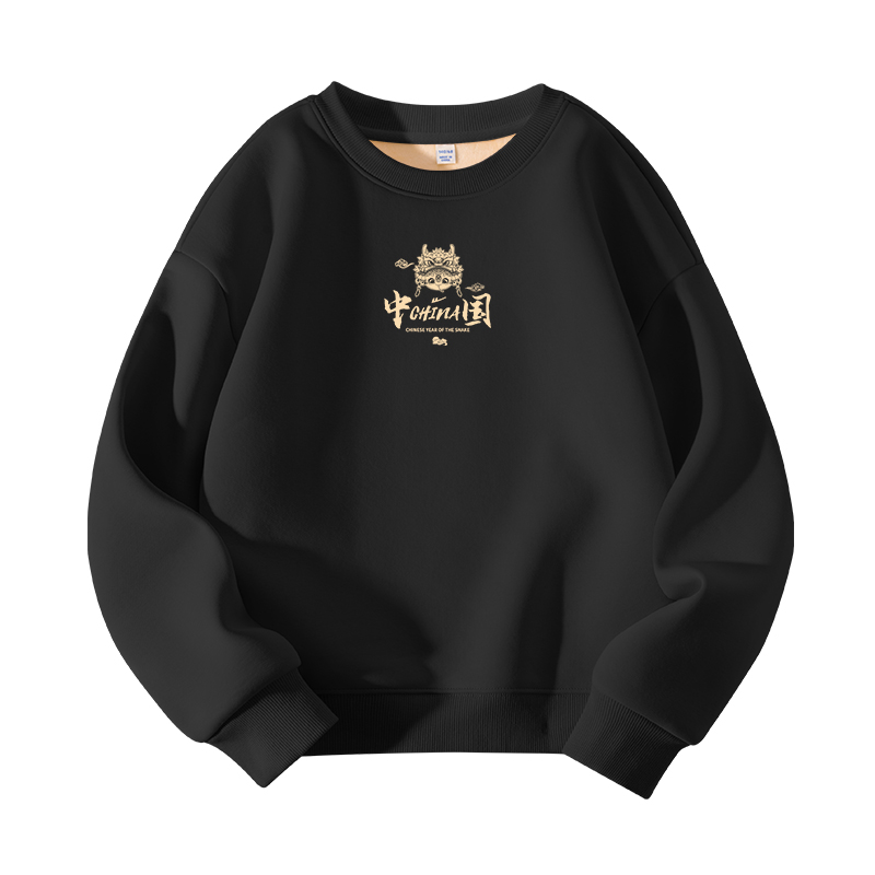 

Детский свитшот с круглым вырезом утепленный WARRIOR, черный/h new year prosperity