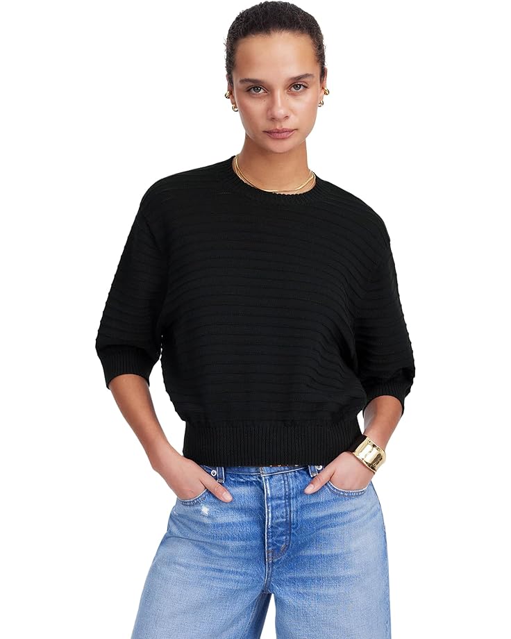 

Футболка Madewell Ella Short Sleeve Stitch Shrunken Tee, цвет Cream Navy Stripe