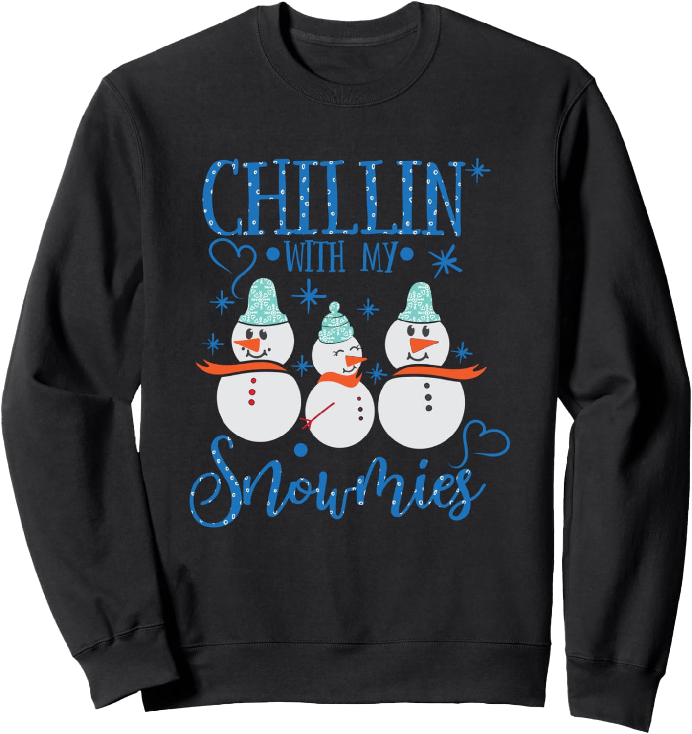 

Отдыхаю со своими снеговиками. Милая зимняя толстовка со снеговиком Winter Holiday Snowman Festive Fun Family, черный