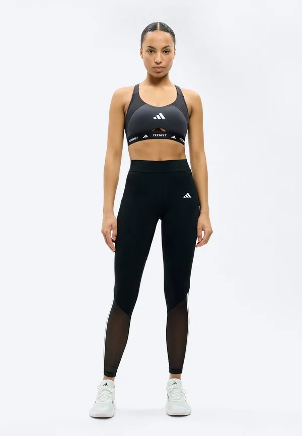 Спортивный бюстгальтер techfit для тренировок, с цветовыми блоками, средней поддержки Adidas Performance, Black/Carbon — фото 2