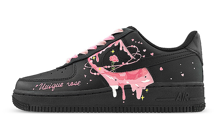 Кроссовки Nike Air Force 1 Skateboarding Shoes Women's Low-top Black/Pink, черный