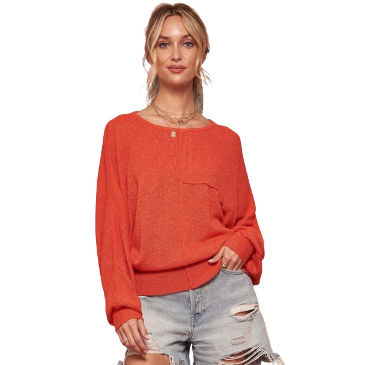 

Однотонный вязаный свитер FASHNZFAB, цвет coral
