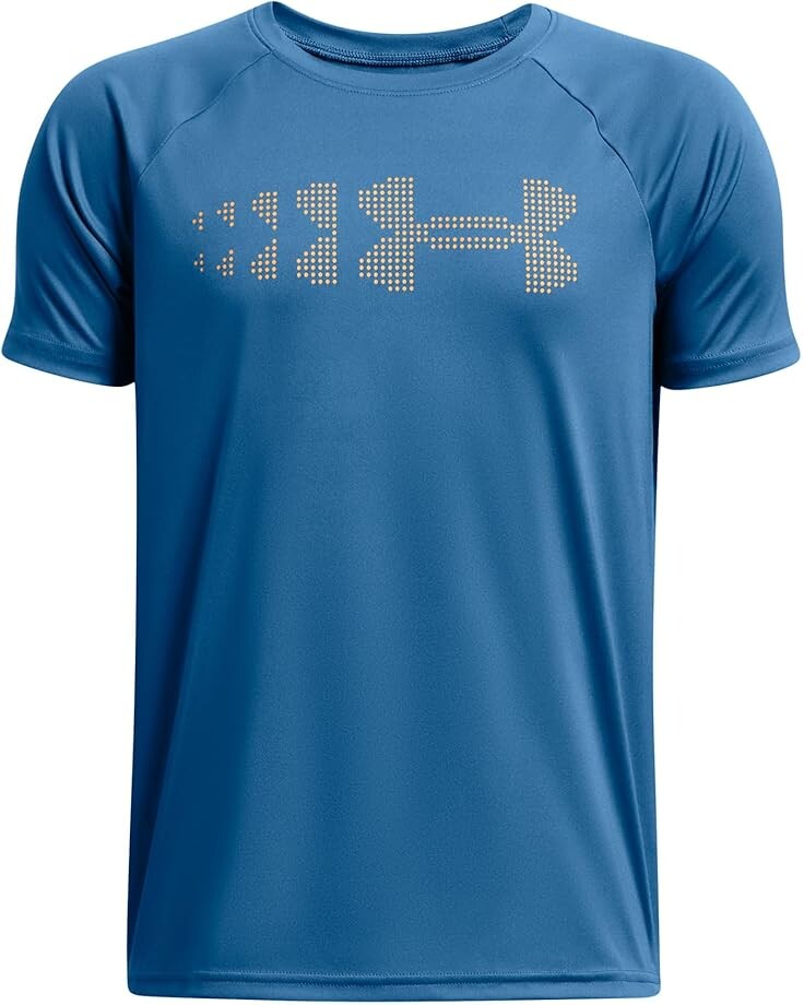 

Толстовка Under Armour Kids Tech Stadium Lights Short Sleeve T-Shirt, цвет Photon Blue/Wild Orange
