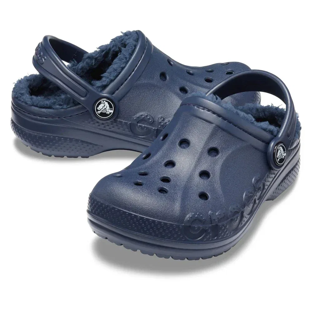 Детские сабо Crocs Baya, синие, на флисовой подкладке, повседневные, модель JZZ605 — фото 2
