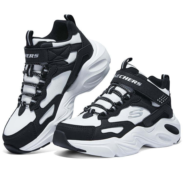 Skechers Kids Нескользящие, износостойкие, теплые детские кроссовки средней высоты, цвет черный, белый — фото 3
