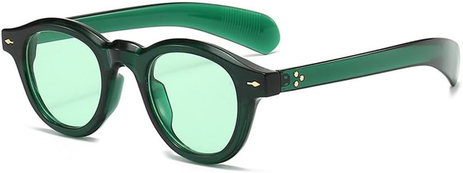 

Ретро мужские круглые солнцезащитные очки для женщин, винтажные очки с заклепками, маленькая оправа, простые модные очки с защитой от УФ-излучения UV400 HHZZYVY, Green Green