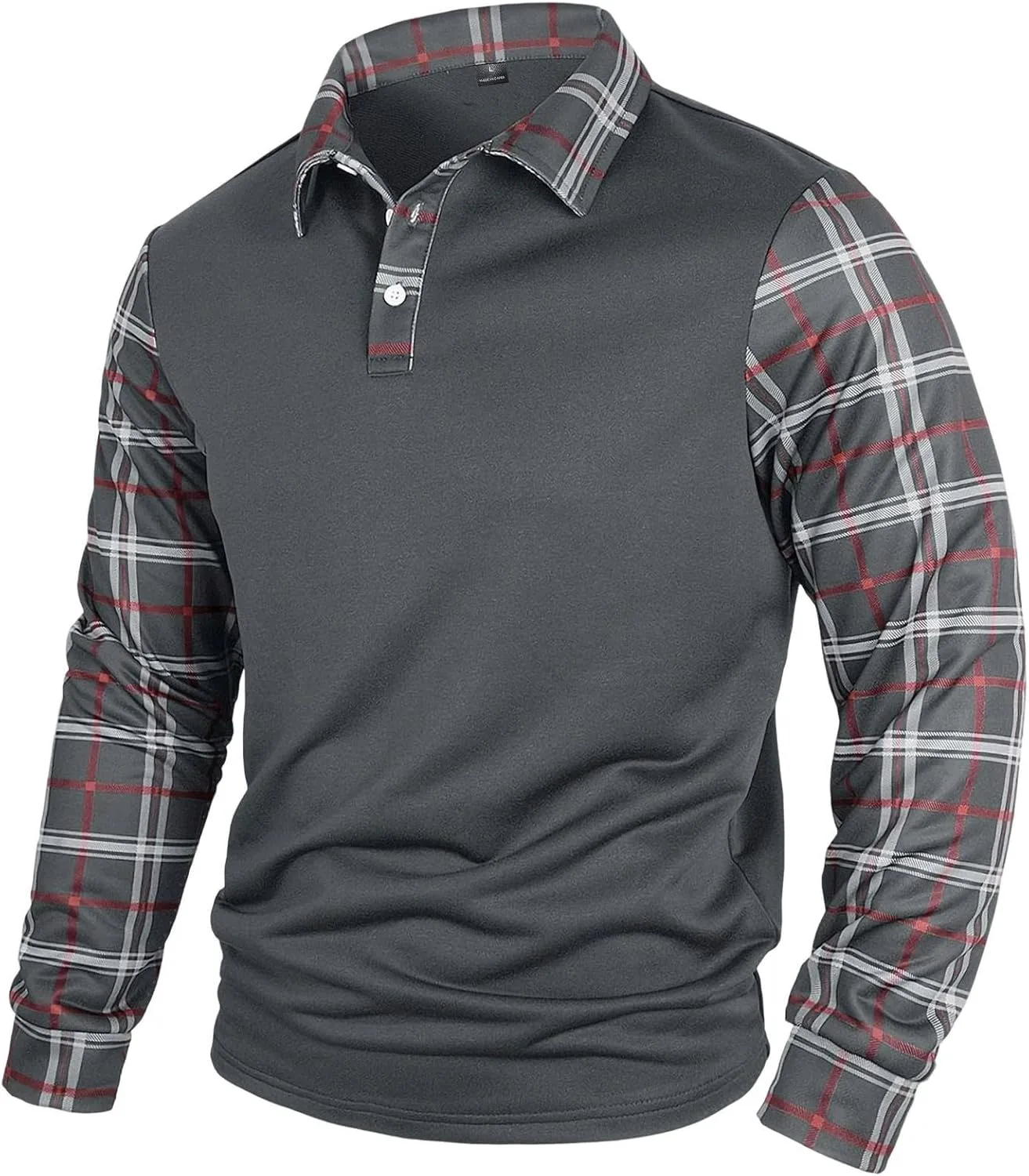 

Мужская рубашка с контрастным клетчатым воротником, Long Sleeve, Business Casual Lmdudan