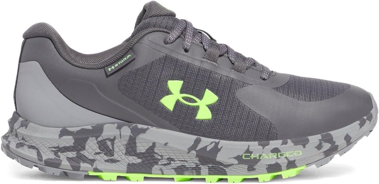 Under Armour мужские кроссовки Charged Bandit Trail 3 Storm Proof для трейлраннинга, (025) Castlerock/Steel/Hyper Green — фото 2
