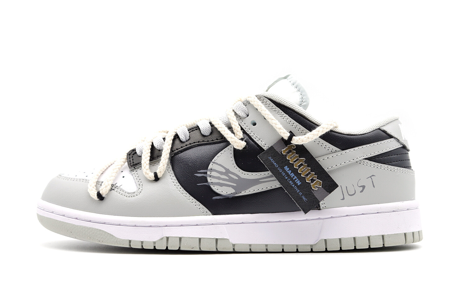 

Кроссовки Nike Dunk Skateboarding Shoes Men Low-top Grey/white/black, светло-серый