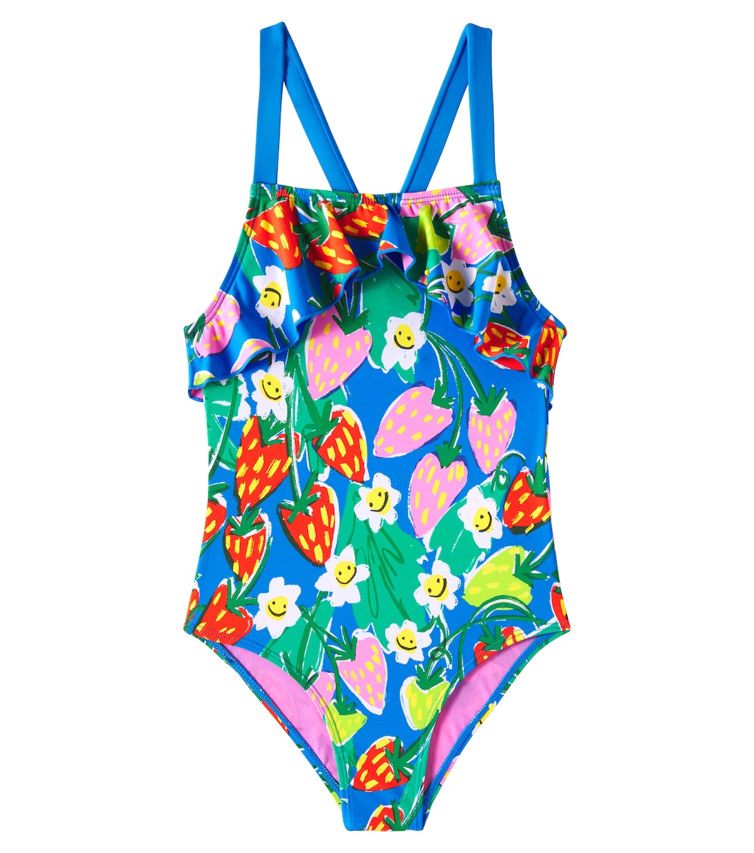 

Цветочный купальник с рюшами Stella McCartney Kids, Azzuro/Multicolor