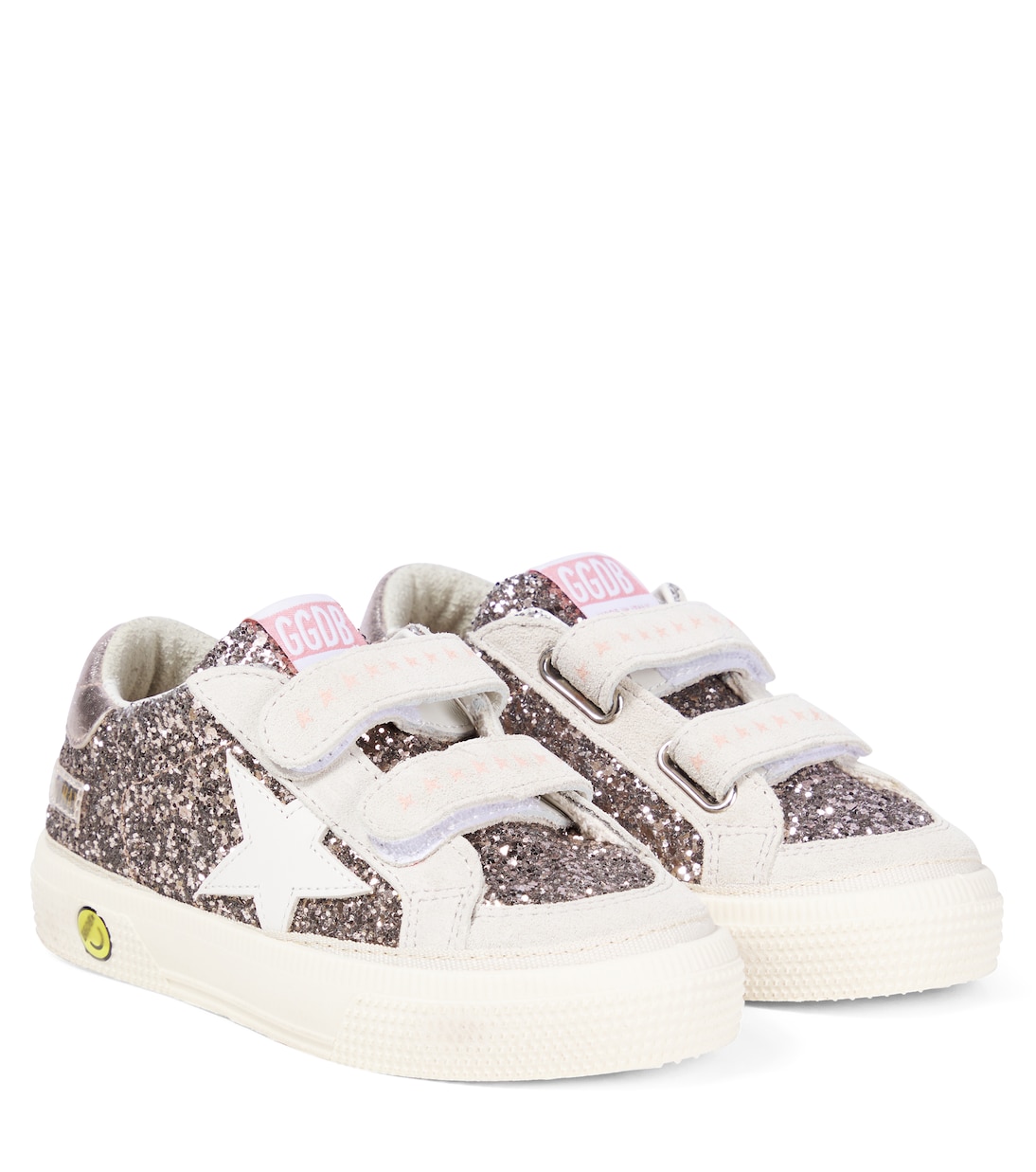 

Майские школьные кроссовки с блестками и замшей Golden Goose Kids, Cinder/Gray/Milk/Quartz