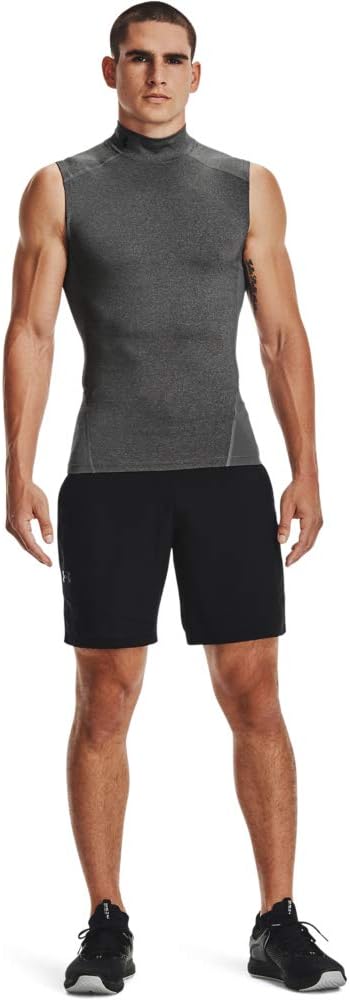 

Under Armour мужская футболка HeatGear Armour Compression Mock без рукавов, Carbon Heather (090)/Black, Черный, Under Armour мужская футболка HeatGear Armour Compression Mock без рукавов, Carbon Heather (090)/Black