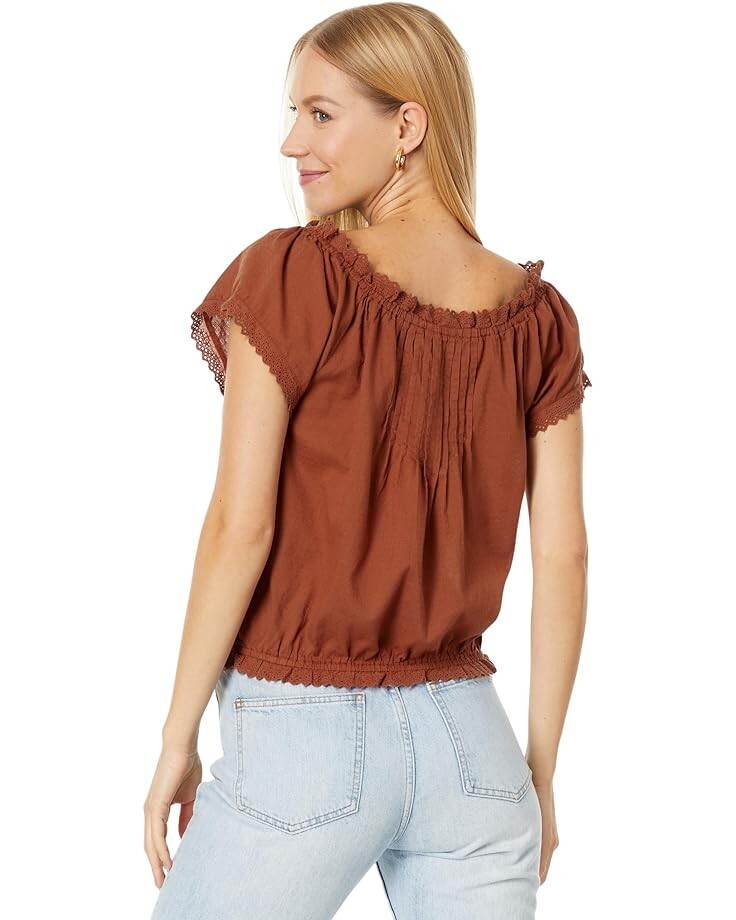 

Топ Lucky Brand Button Front Peasant Top, цвет Sequoia