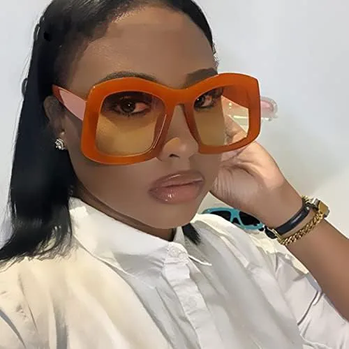 

Винтажные солнцезащитные очки больших размеров конфетных оттенков для женщин, розовые градиентные плоские солнцезащитные очки для женщин MTZJH, Orange Orange