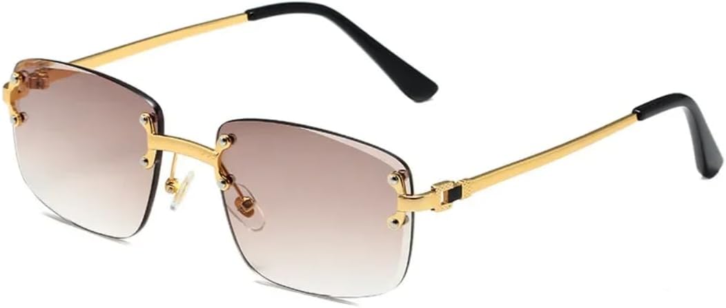 

Солнцезащитные очки с защитой UV400 | Без оправы, без заклепок, в стиле панк, с разноцветными линзами | Для женщин и мужчин, для занятий спортом на открытом воздухе и вождения DSVIGF, Tea