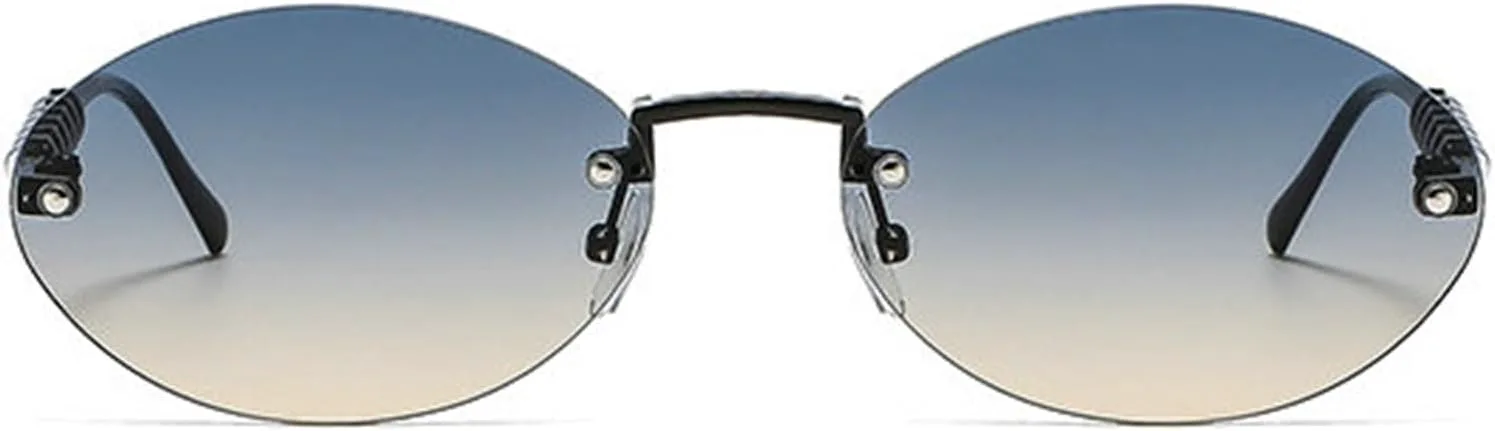 

Овальные солнцезащитные очки Helena для женщин, модные, в маленькой оправе, роскошные, со стразами, стильные, без оправы, защита от УФ-излучения UV400, C9