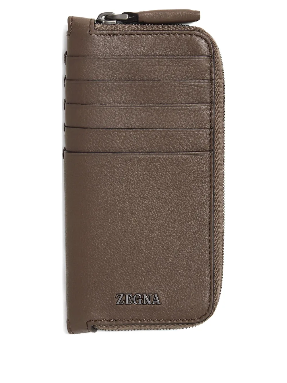 

Кошелек с круговой молнией Zegna, коричневый