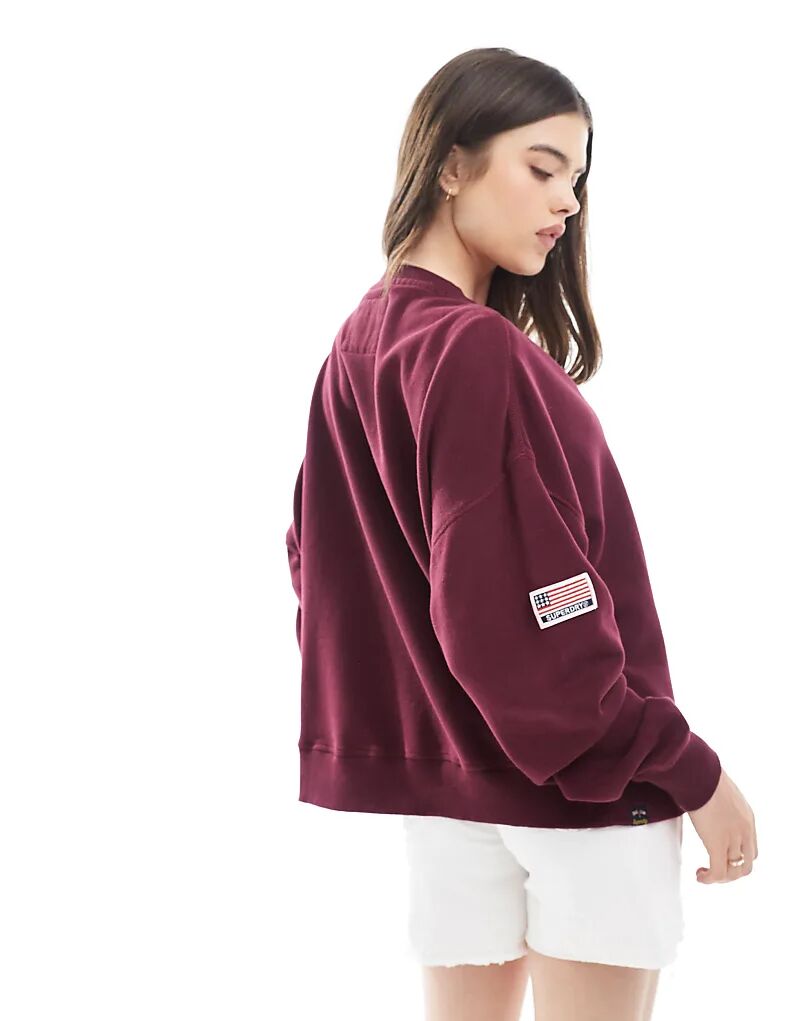 Свободная толстовка Superdry Athletic Essentials цвета портвейн-красный — фото 3
