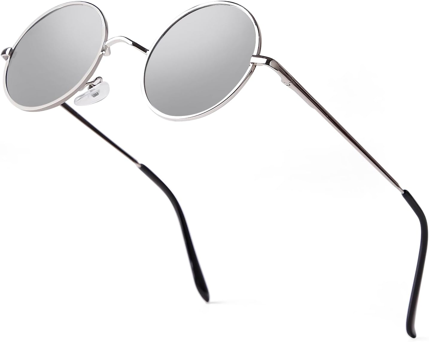 

Ретро маленькие круглые поляризованные солнцезащитные очки для женщин и мужчин в винтажной металлической оправе с тонированными линзами Laurinny, Silver Frame/Silver Lens