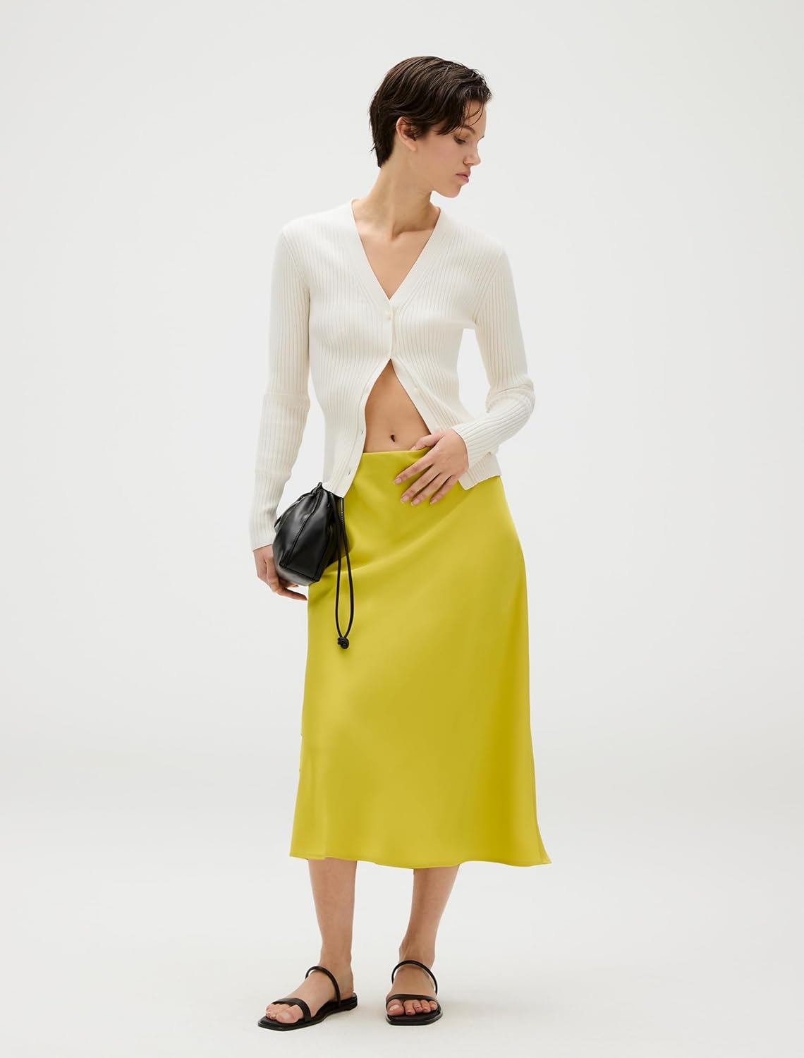 Юбка миди Calvin Klein женская матовая атласная, Warm Olive — фото 2